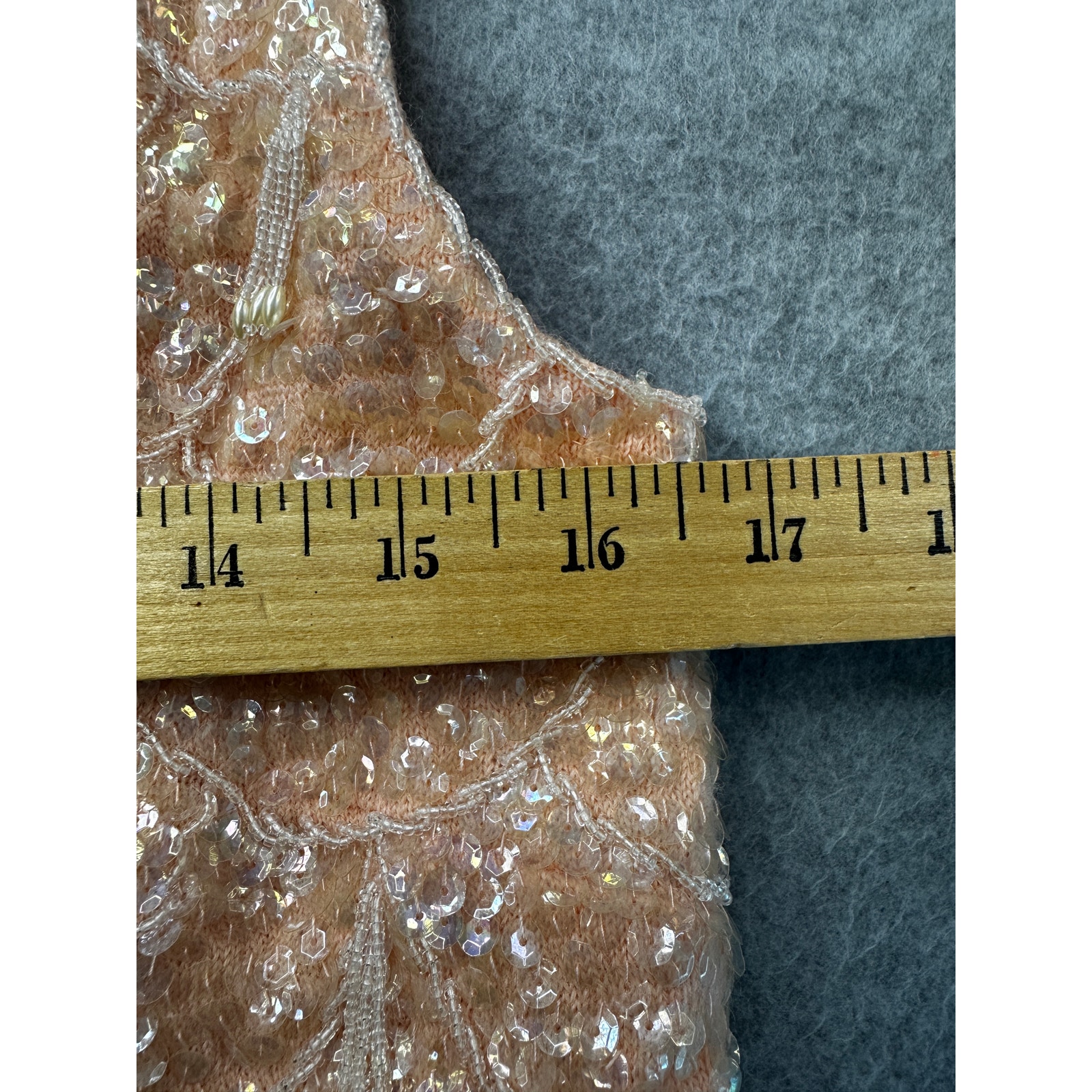 Knitwear Beaded Wool Tank Shell Top Pink Sequin Scalloped — image 6 of 8